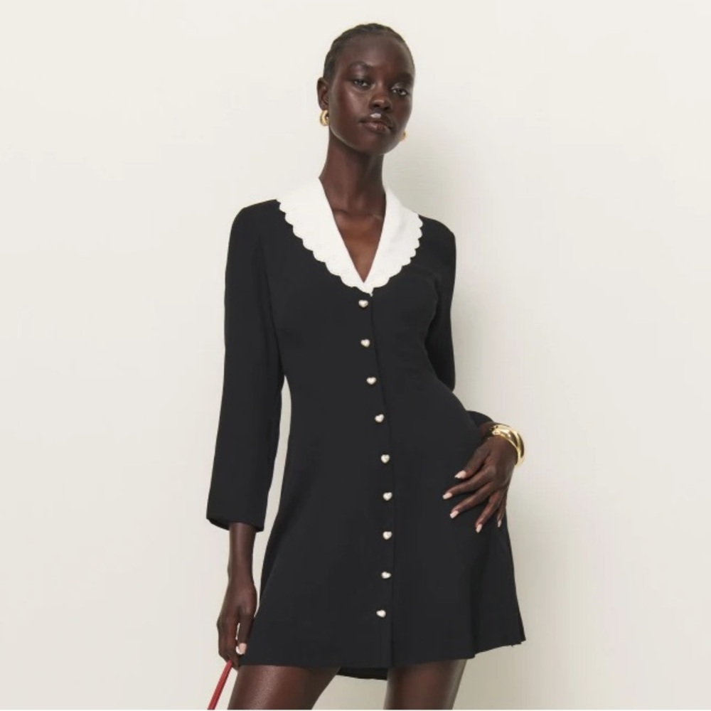 Reformation Galene Dress in Discontinued Shade — Black and White